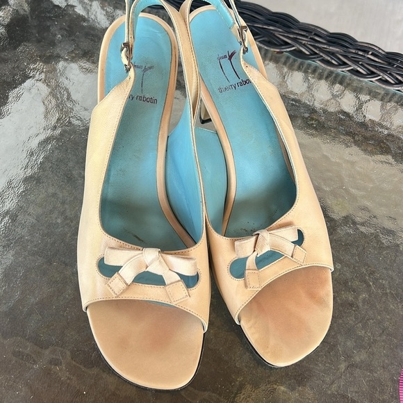 Thierry Rabotin Nude Leather Slingback Sandals 38.5 | Bow Detail Made in Italy - Picture 10 of 10